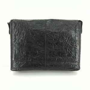 FRYE Black Crinkle Leather Large Crossbody Messenger Bag School DB0525 NEW